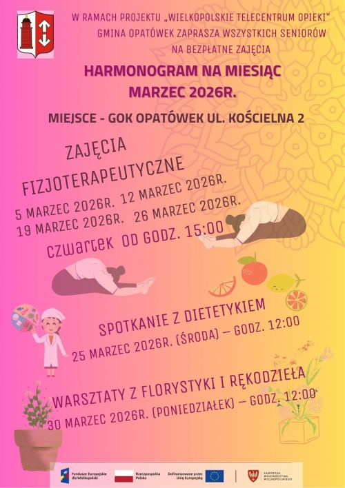 Zdjęcie do aktualności: HARMONOGRAM- MARZEC 2026 wiecej