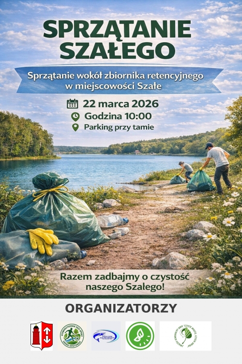 Zdjęcie do aktualności: Akcja sprzątania przy zbiorniku retencyjnym w miejscowości Szałe wiecej
