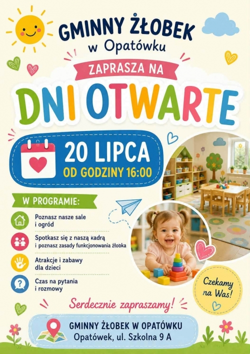 Zdjęcie do aktualności: Dni otwarte w Gminnym Żłobku w Opatówku – zapraszamy całe rodziny! wiecej